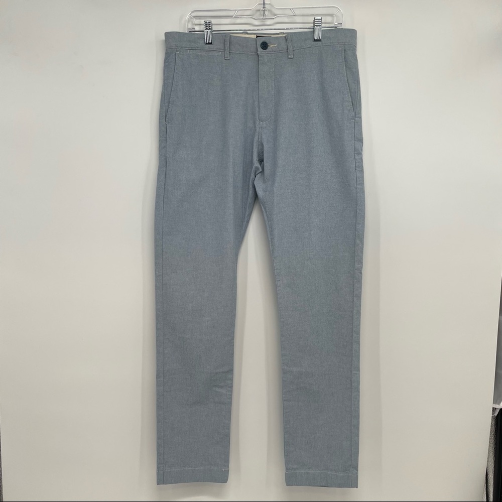 NWT J Crew Mens Chino Pants 34 x 31.5 484 Slim Stretch Chambray Gray  L0716